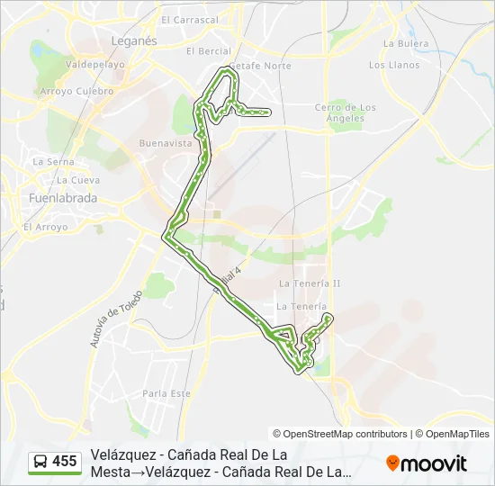 455 Bus Line Map