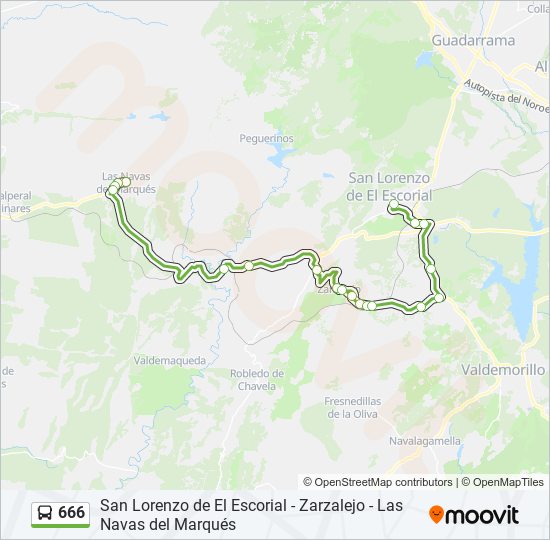 666 bus Line Map