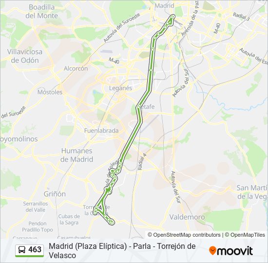 Mapa de 463 de autobús