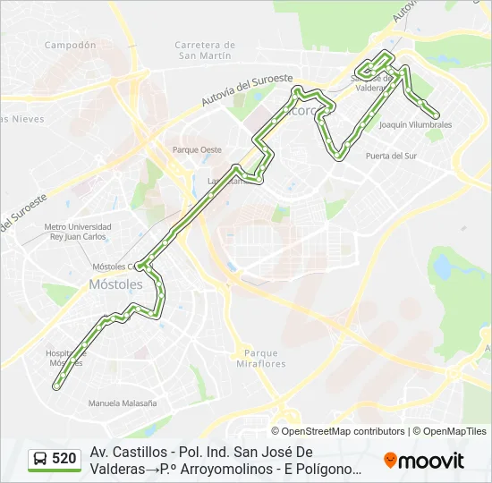 520 Bus Line Map