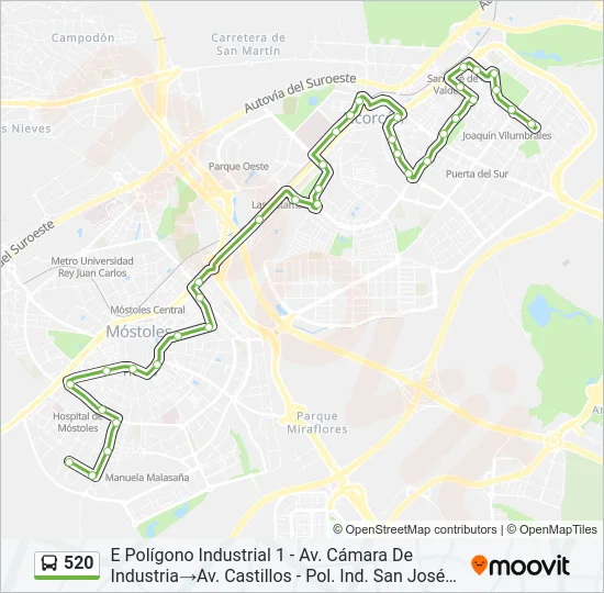 520 Bus Line Map