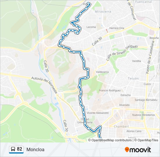 Bus 82 Route Map 82 Route: Schedules, Stops & Maps - Moncloa (Updated)