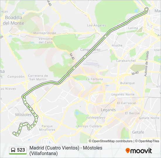 523 Bus Line Map