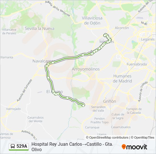 Mapa de 529A de autobús