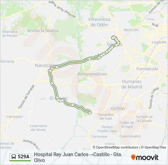 529A Bus Line Map