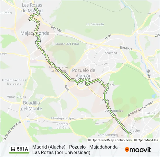 561A Bus Line Map