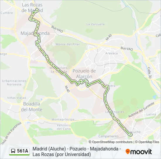561A Bus Line Map