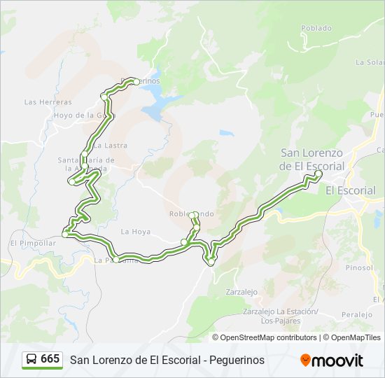 Mapa de 665 de autobús