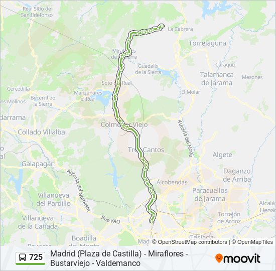 Mapa de 725 de autobús