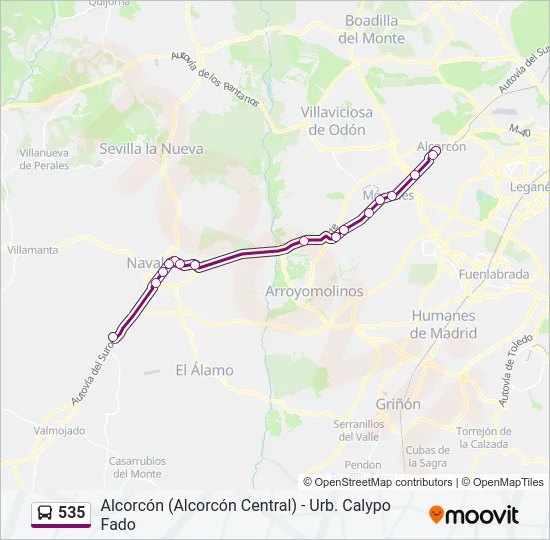 535 Bus Line Map