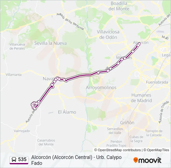 535 Bus Line Map