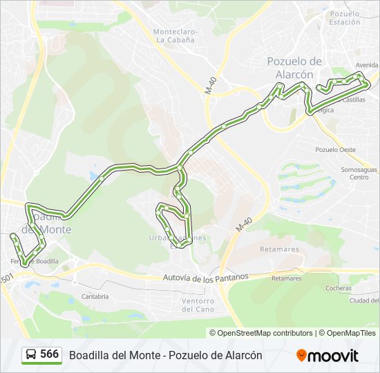 Mapa de 566 de autobús