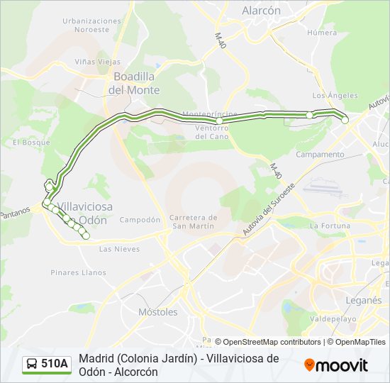 Mapa de 510A de autobús