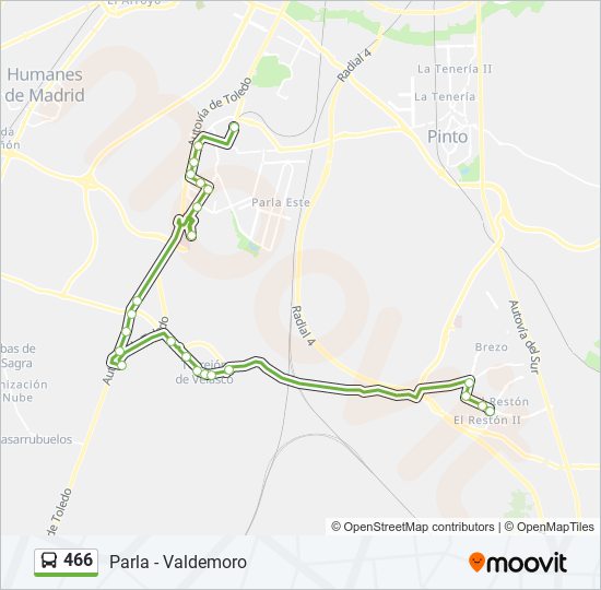 466 bus Mapa de línia