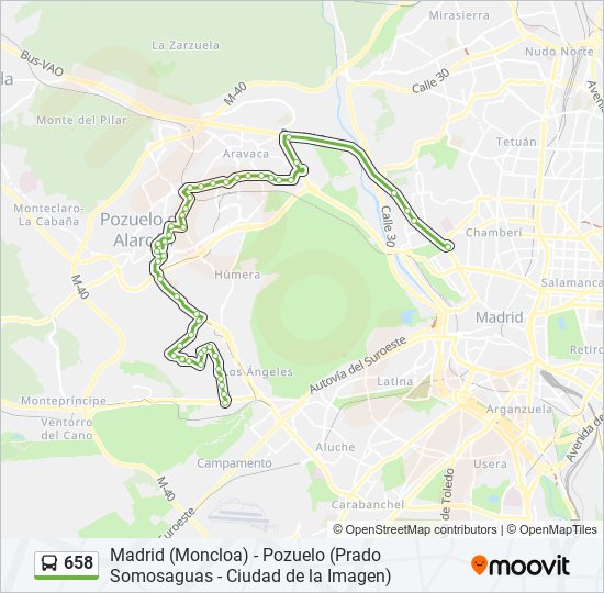 Mapa de 658 de autobús