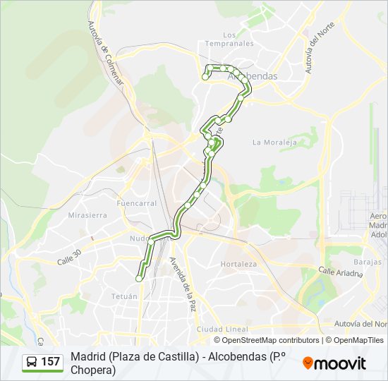 Mapa de 157 de autobús