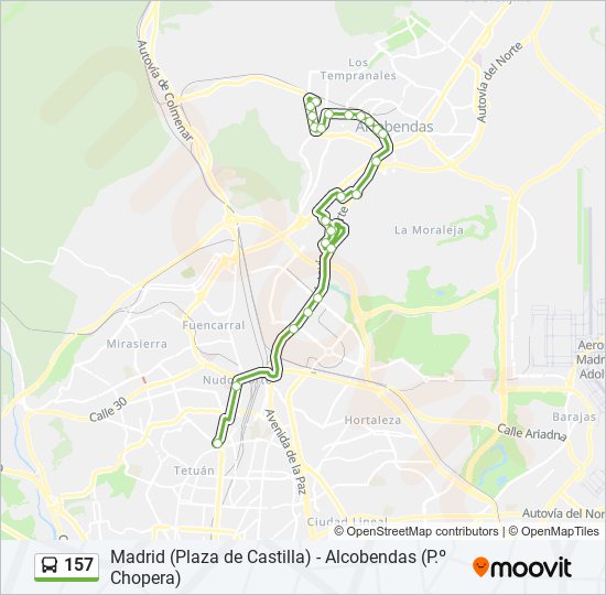 Mapa de 157 de autobús