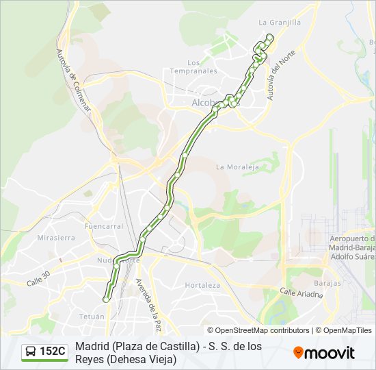 152C bus Mapa de línia