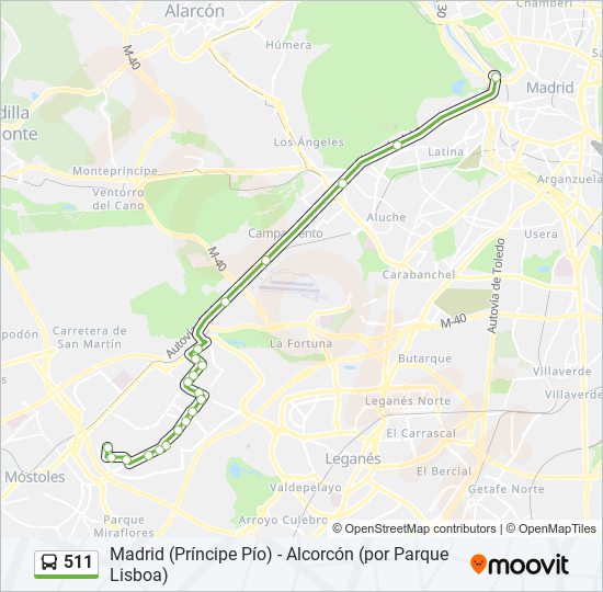 Mapa de 511 de autobús