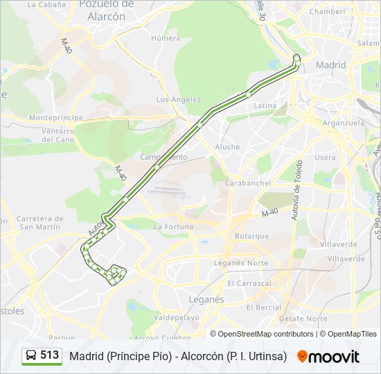 513 bus Mapa de línia