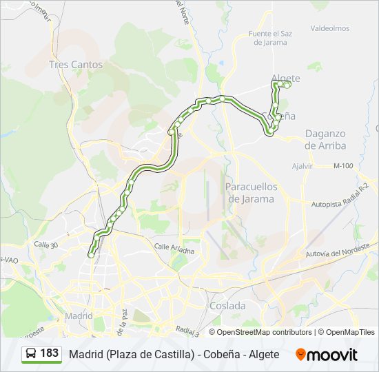 Mapa de 183 de autobús