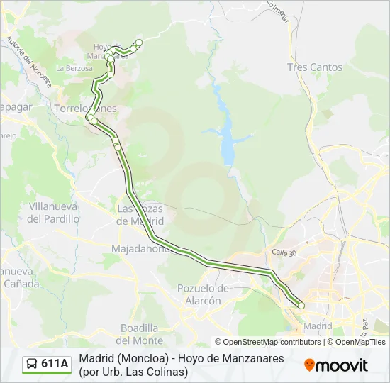 611A Bus Line Map