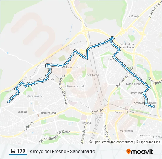 170 Bus Line Map