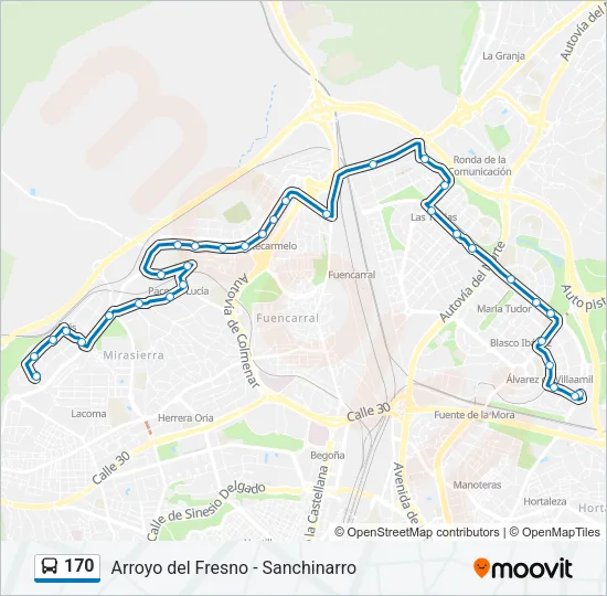 170 Bus Line Map