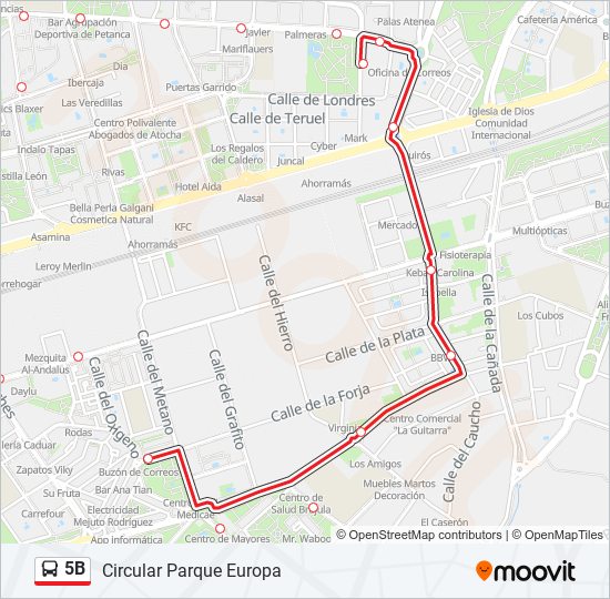 Mapa de 5B de autobús