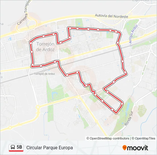 5B Bus Line Map