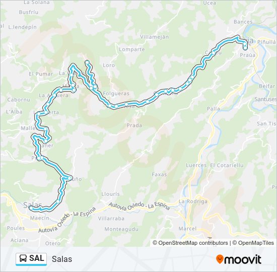 SAL bus Mapa de línia