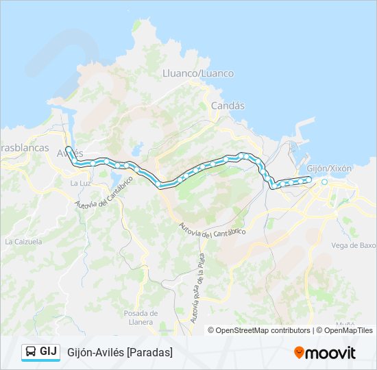 Mapa de GIJ de autobús