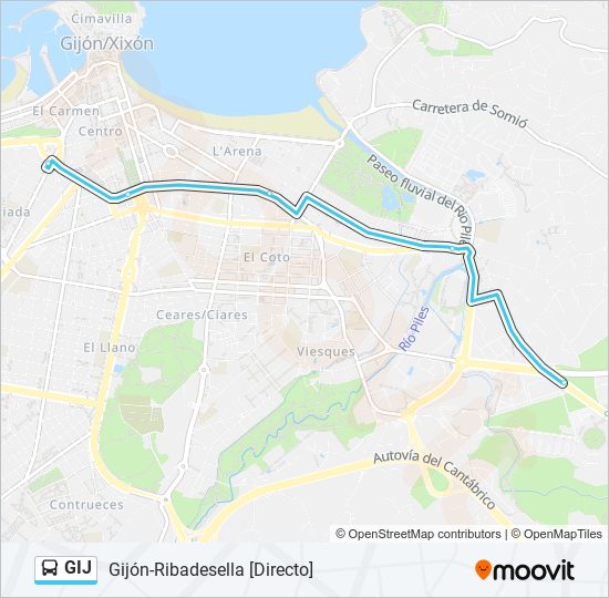 GIJ bus Mapa de línia