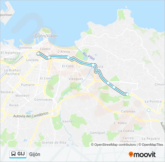 GIJ Bus Line Map