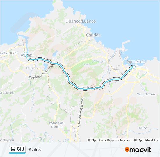 Mapa de GIJ de autobús
