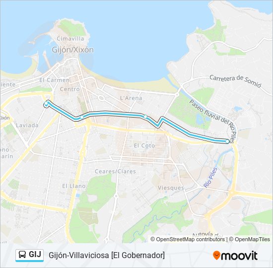 Mapa de GIJ de autobús