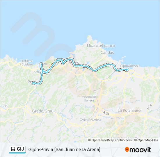 Mapa de GIJ de autobús