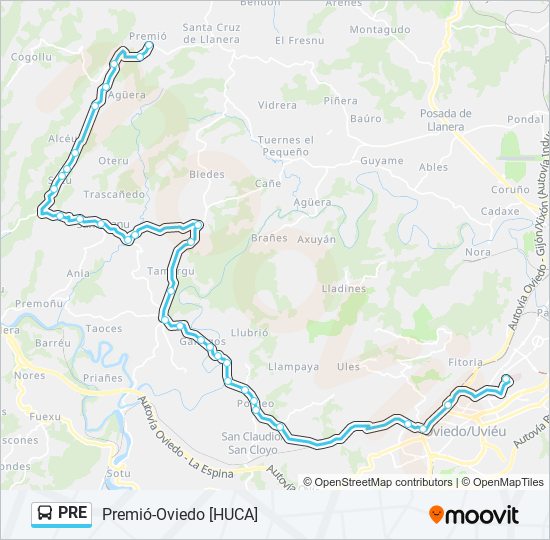 Mapa de PRE de autobús