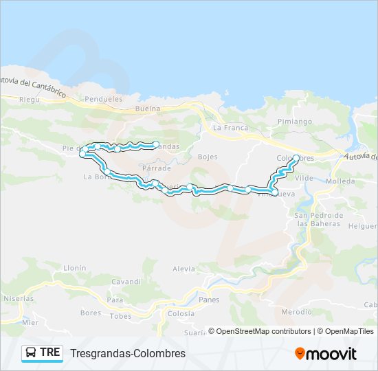 TRE bus Line Map