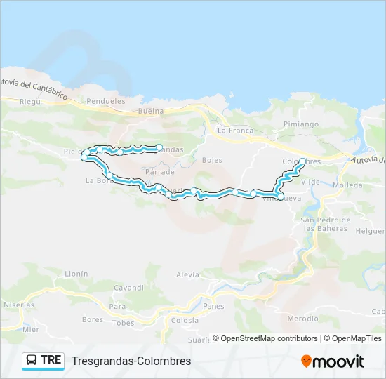 TRE Bus Line Map