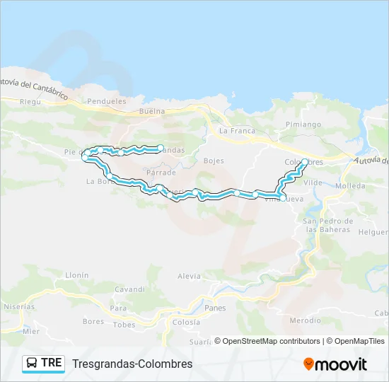 TRE Bus Line Map