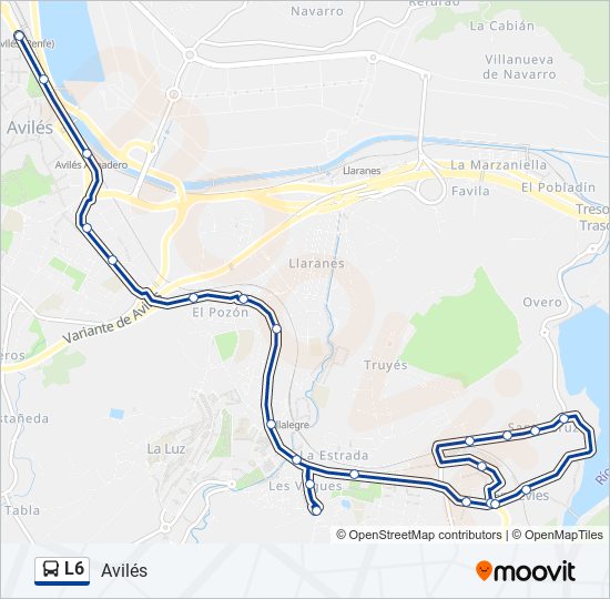 Mapa de L6 de autobús