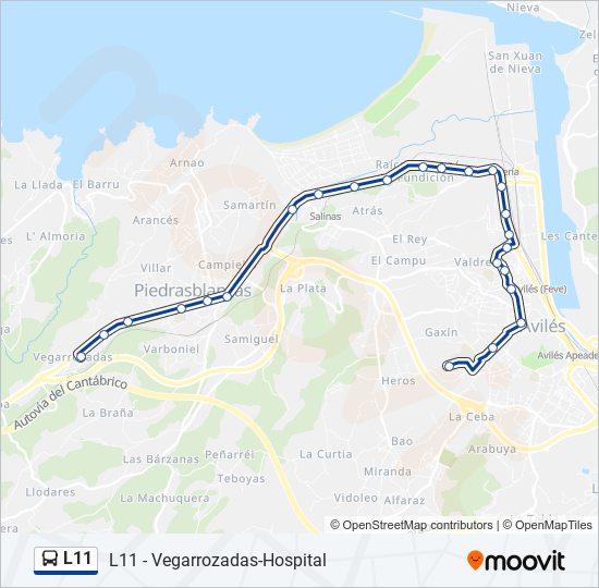 Mapa de L11 de autobús