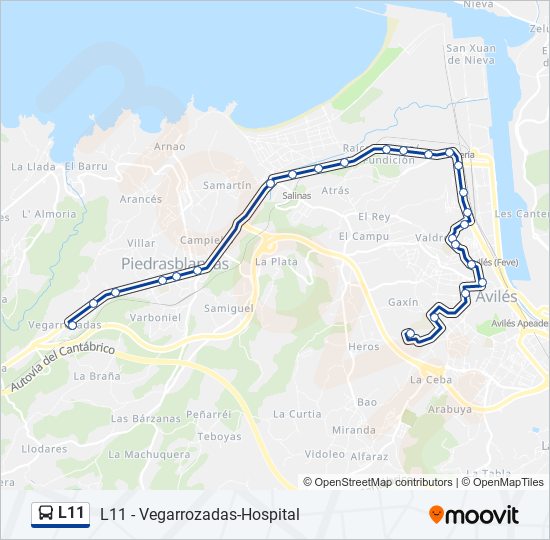 Mapa de L11 de autobús