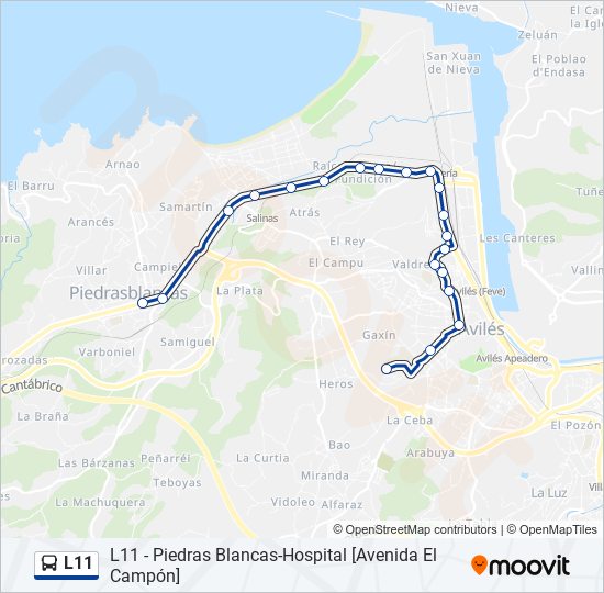 Mapa de L11 de autobús