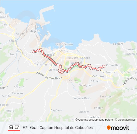 E7 bus Mapa de línia