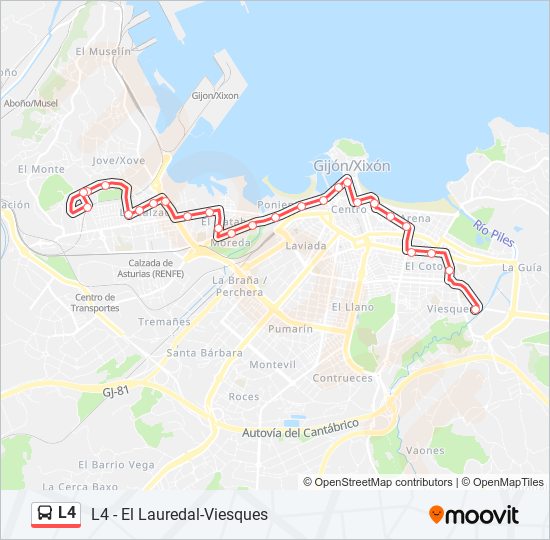 Mapa de L4 de autobús