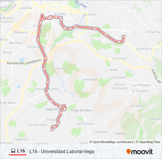 L16 bus Line Map