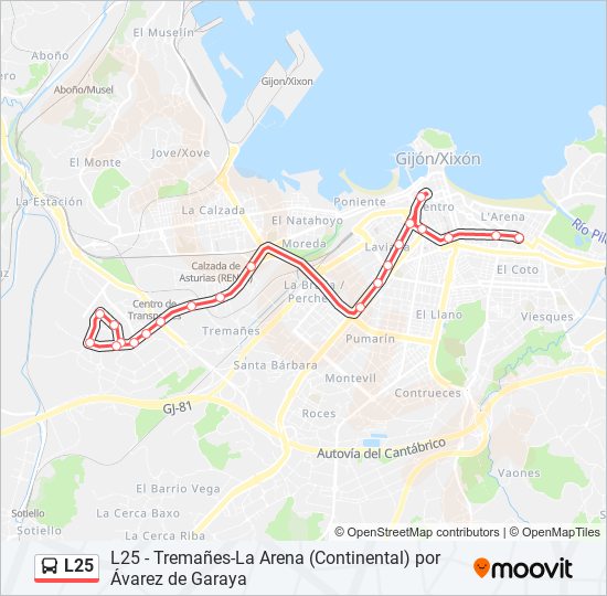 L25 bus Mapa de línia