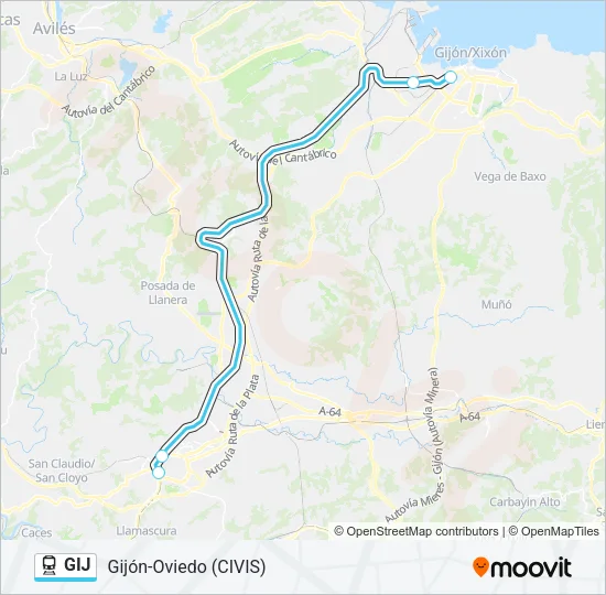 GIJ Train Line Map